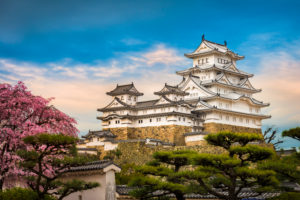 Himeji Castle with cherry flowers, Japan Himeji Castle with cherry flowers, Japan